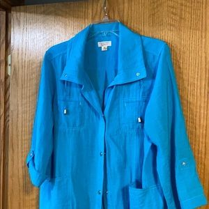 Snap front, roll tab shirt/ jacket